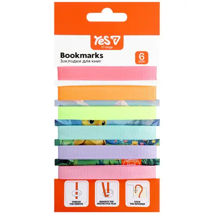 Закладки для учебников YES, 6 шт., Orange Line (708849)
