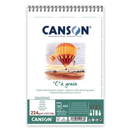 Альбом для графики Canson C a grain, А5, 30 листов, 224 г/м2, на пружине, ,  (C400060627)