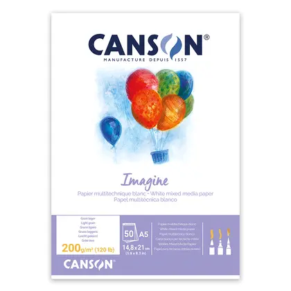 Альбом для графіки Canson Imagine А5, 50 аркушів 200 г/м2, склейка, Белый, (C200006009)