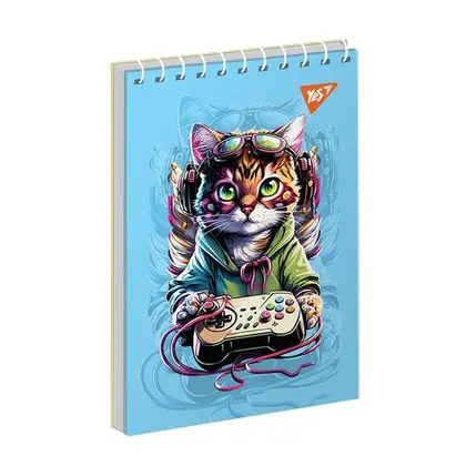 Блокнот YES А6, 80 аркушів пружина, CAT (151959)