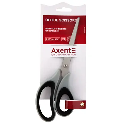 Ножиці офісні Axent 21 см. сталь, Сіро-чорні, Duoton Soft (6102-01-A)