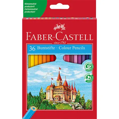 Цветные карандаши в наборе Faber-Castell, 36 цветов, картонный пенал, (120136)