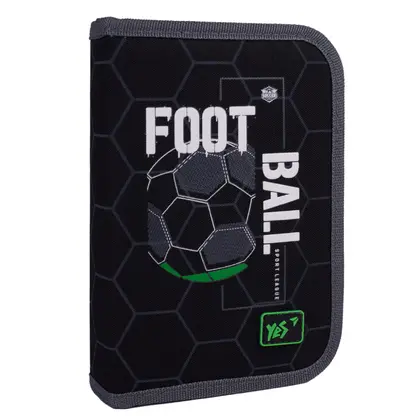 Пенал шкільний YES 1 відділення твердий, Чорний, Football Time (533663)