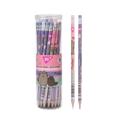 Чорнографітний олівець YES 1 шт., HB з ластиком, Pusheen (280687)