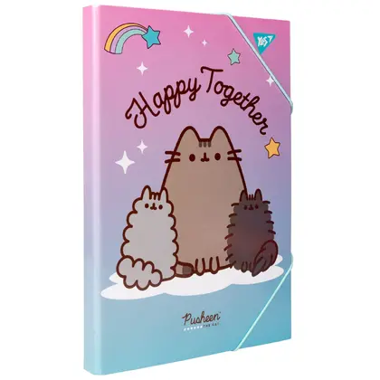 Папка для праці YES А4 картонна, на гумці, Pusheen (500236)