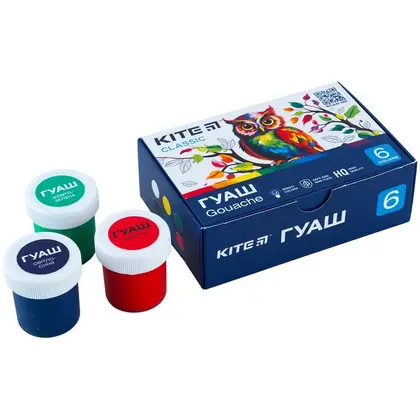 Гуаш Kite Classic в наборі 6 кольорів по 20 мл. (k-062)