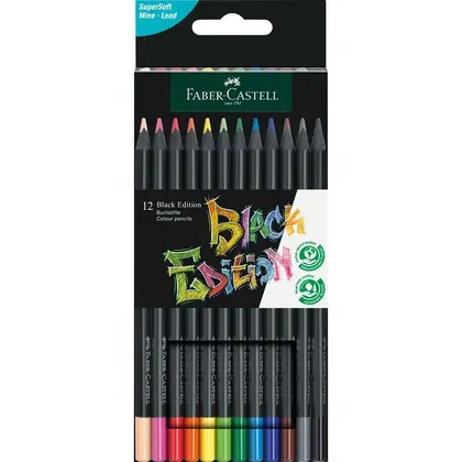 Кольорові олівці в наборі Faber-Castell 12 кольорів чорне дерево, (116412)