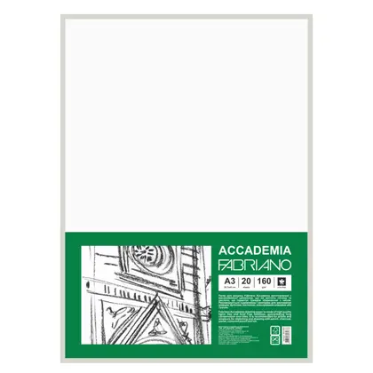 Бумага для рисунка Fabriano Accademia, А3, 20 листов, 160 г/м2, мелкое зерно, (169212001)