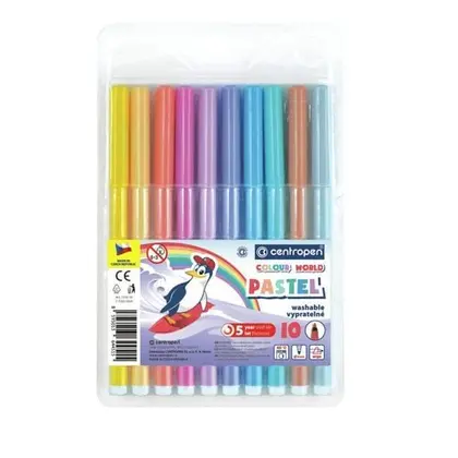 Фломастеры Centropen в наборе, 10 цветов, пастельні цвета, (7550/1009 TP)