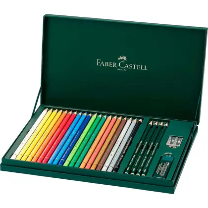 Цветные карандаши в наборе Faber-Castell, 20 цветов + 4 шт., Polychromos, ластик, точилка, (210051)