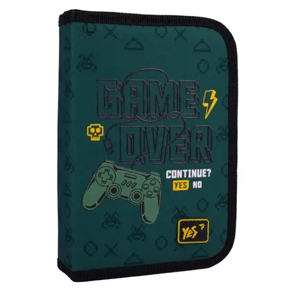 Пенал шкільний YES 1 відділення твердий, Зелений, Game Fan (533653)