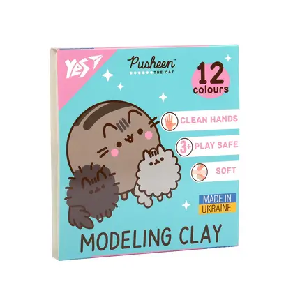 Пластилин YES, 12 цветов, 240 г., Pusheen, (540669)