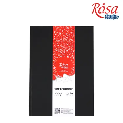 Альбом для графіки Rosa Studio А4, 96 аркушів 100 г/м2, тверда обкладинка, Черный, (16R5019)