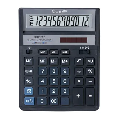 Калькулятор Rebell 12 розрядний бухгалтерский, Синій, (BDC-712Bl)