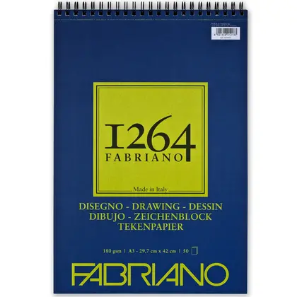 Альбом для графики и рисунка Fabriano 1264, А3, 50 листов, 180 г/м2, на пружине, 1264 (19100647)