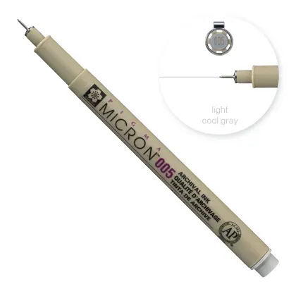 Линер Sakura Pigma Micron, (0.05) 0,2 мм., , Сірий Світлий,  (XSDK00542)