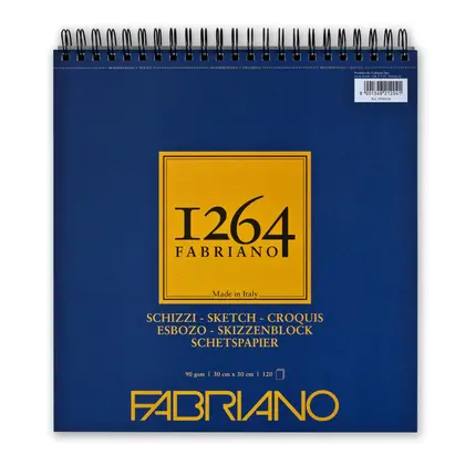Альбом для графіки та малюнка Fabriano 1264 30*30 см., 120 аркушів 90 г/м2, на спіралі, Слонова Кістка, (19100638)