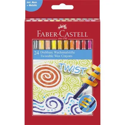 Карандаши восковые Faber-Castell, 24 цвета, выкручиваются, (120004)