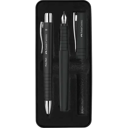 Ручка подарочная Faber-Castell в наборе, 1,0 мм., XB, BLACK, перо+шариковая, (241050)