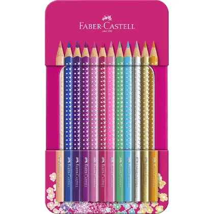 Цветные карандаши в наборе Faber-Castell, 12 цветов, Sparkle, Металлическая коробка, (201737)