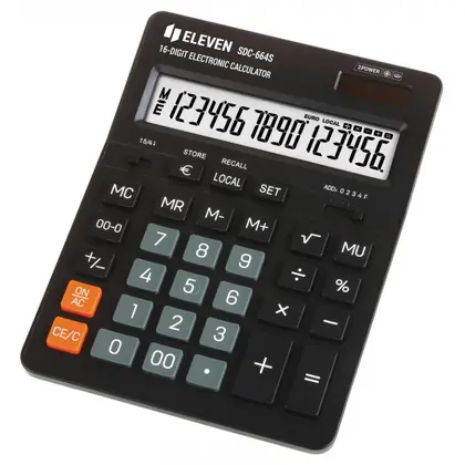 Калькулятор ELEVEN, 16 разрядный, бухгалтерский, Черный, (SDC-664S)
