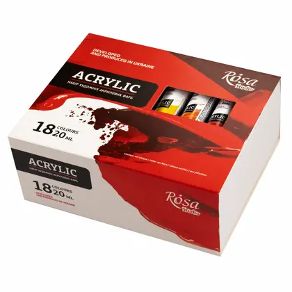 Акрилова фарба ROSA Studio в наборі 18 кольорів по 20 мл. в тюбиках, (9074770)