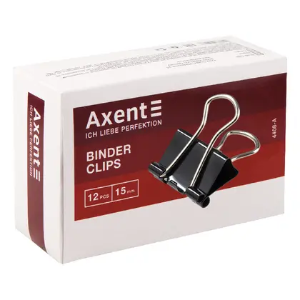 Біндер Axent 12 шт., по 15 мм. Чорний, (4408-А)