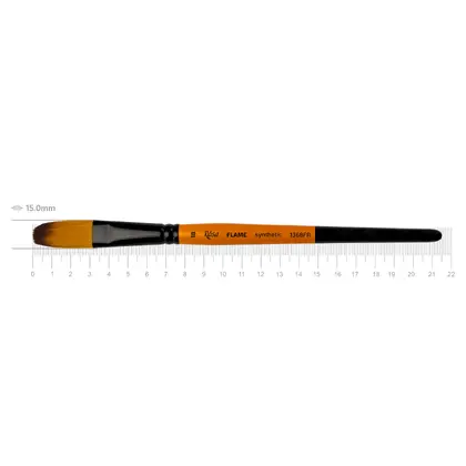 Кисть синтетика ROSA FLAME 1368FR овальная, №18, короткая ручка, (1368FR18)