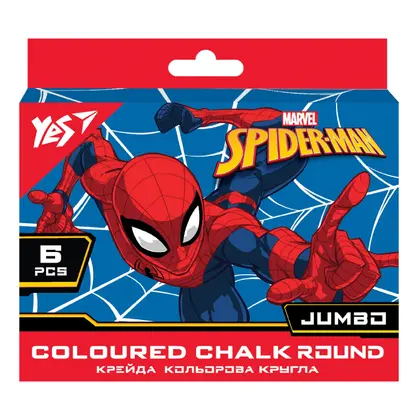 Крейда дитяча YES 6 шт. Кольорова, Marvel.Spiderman, JUMBO (400464)