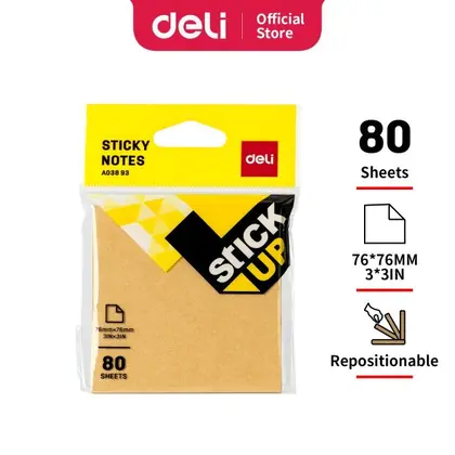 Бумага для заметок Deli, 76*76 мм., Крафт-бумага, Коричневый, (EA03893)