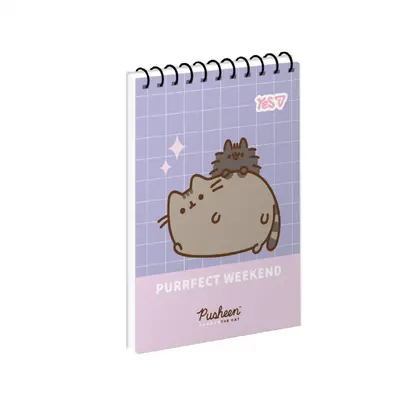 Блокнот YES А7, 80 аркушів на спиралі, клітинка, Pusheen (152506)