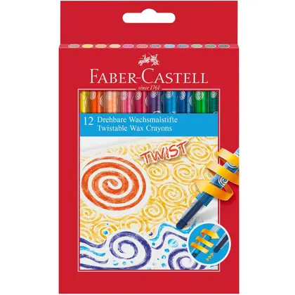 Воскові олівці Faber-Castell 12 кольорів викручуються, (120003)