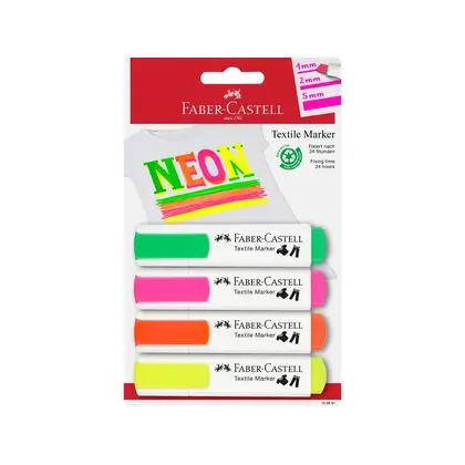 Маркер по тканині Faber-Castell 4 кольори, 1-5 мм. NEON, (159591)