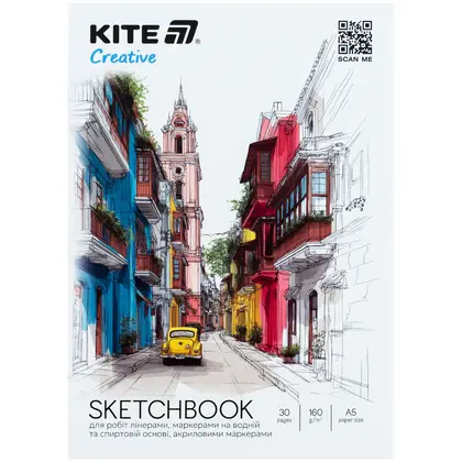 Скетчбук KITE А5, 30 аркушів для маркерів, Creative (K-1280)