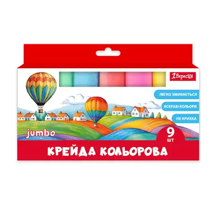 Мел детский 1 Сентября, 9 шт., Classic, JUMBO, Цветной, (400560)