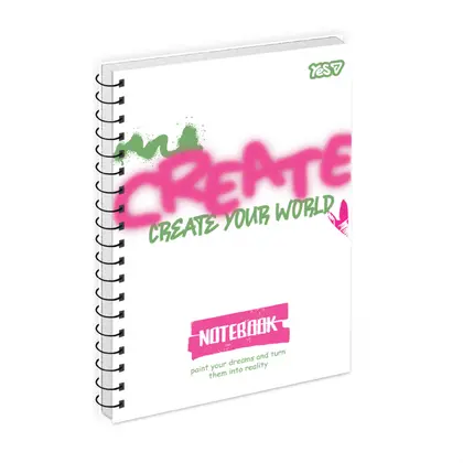 Зошит для записів YES А5, 80 аркушів на спіралі, клітинка, CREATE (152307)