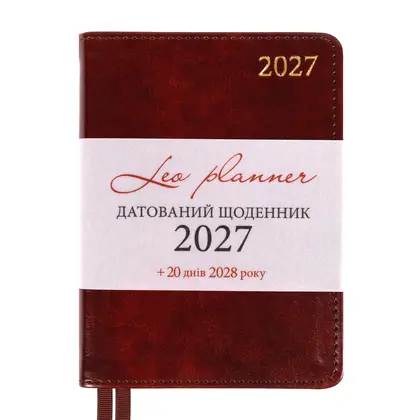 Щоденник датований LEO Planner 2027 A6, 352 сторінки Інтегральний, Коричневий, Aldento (252761)