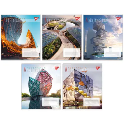 Тетрадь школьная YES, 36 листов, Futuristic architecture, клетка, (767065)