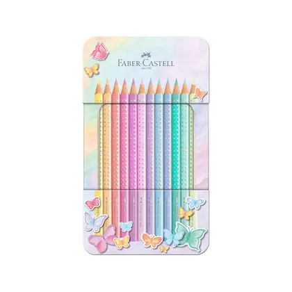 Цветные карандаши в наборе Faber-Castell, 12 цветов, Sparkle, Металлическая коробка, (201910)