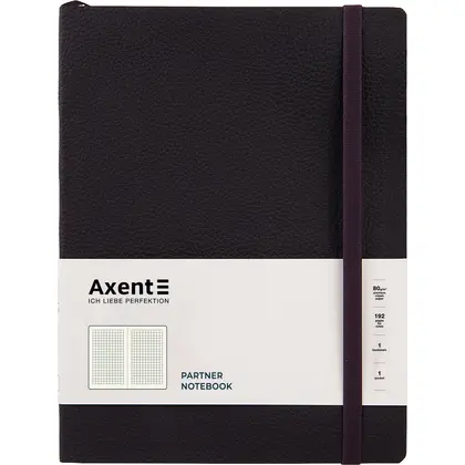 Блокнот Axent, 190*250 мм., 96 листов, клетка, на резинке, Чорний, Partner Soft L (8615-01-A)