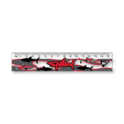Линейка YES, 15 см., Shark, пластиковая, (370595)