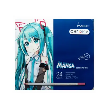 Кольорові олівці в наборі Marco Chroma 24 кольори металевий пенал, Manga (8550-24TN)