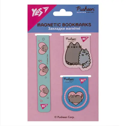 Закладки для підручників YES 3 шт. магнітні, Pusheen (708349)