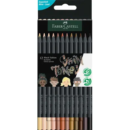 Кольорові олівці в наборі Faber-Castell 12 кольорів чорне дерево, (116414)